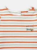 Orange, clay green and off-white striped T-shirt KAALEX / 24E1BG32TMLA001