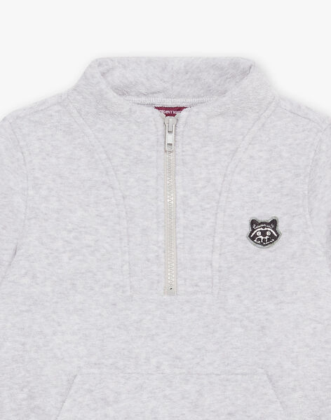 Grey mottled sweater with kangaroo pocket DEBADGEAGE / 22H3PGR1PUL943