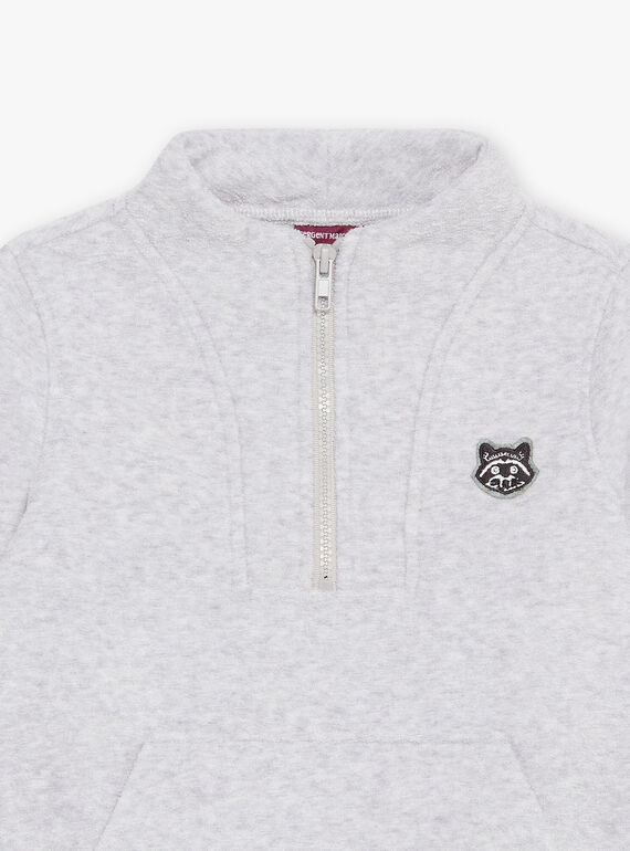 Grey mottled sweater with kangaroo pocket DEBADGEAGE / 22H3PGR1PUL943