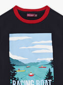 Navy blue T-shirt with child boy rowing poster CEBESTAGE / 22E3PG82TMC070