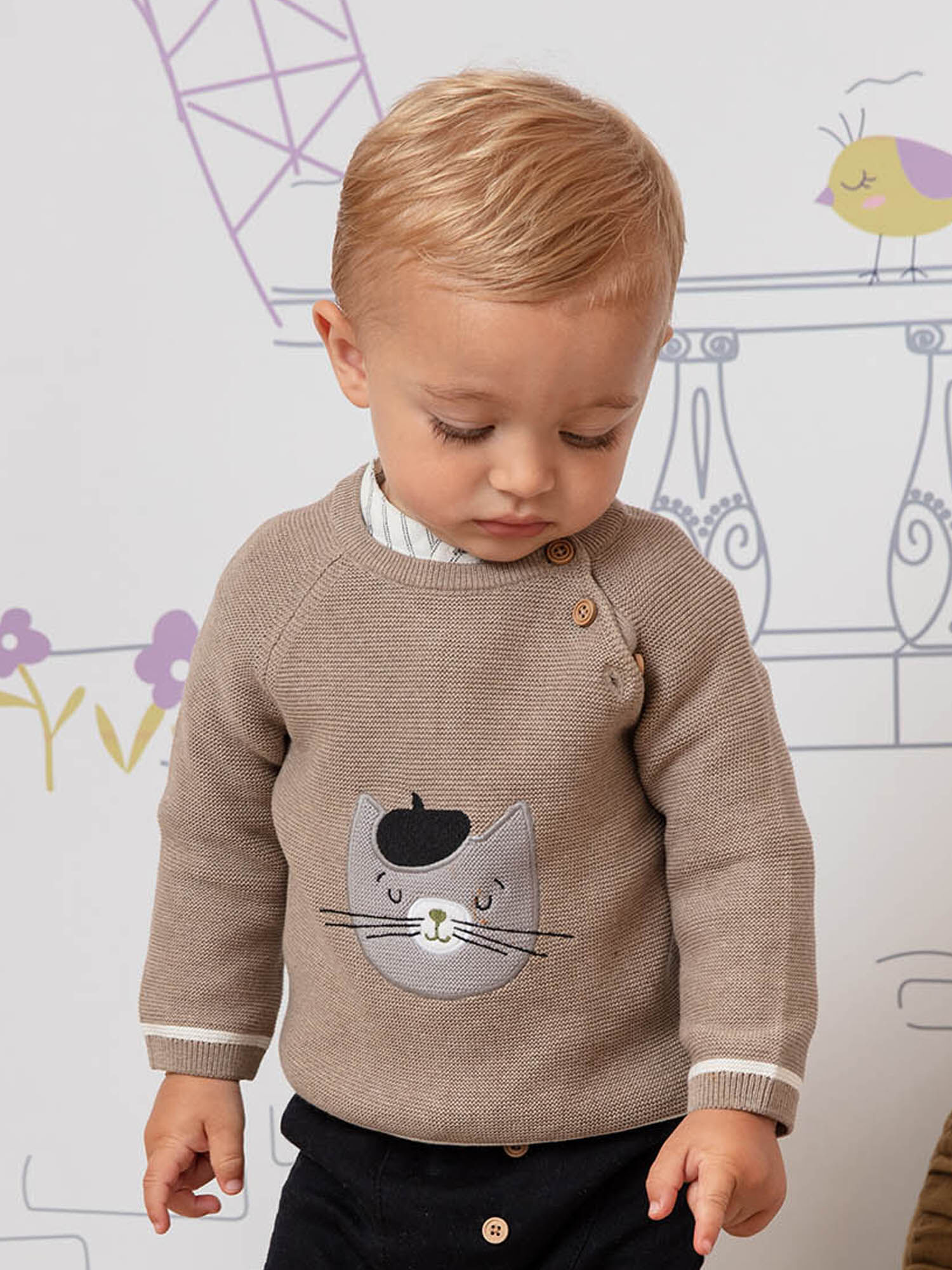 Baby boy cream sales sweater