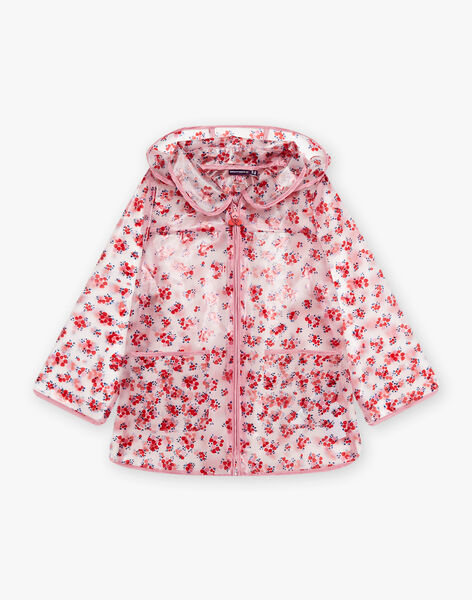 Child girl's 3-in-1 old pink floral print raincoat CLACIRETTE / 22E2PFG2IMP961