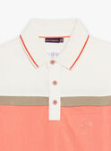 Off white and coral polo shirt child boy CUWIAGE / 22E3PGP1POL001