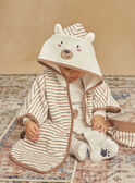 Beige hooded bathing cap with stripe print GEJOËL / 23H5BG11CDB080