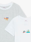 2 ecru T-shirts with spaceship and car prints and stripes GRUBARDAGE / 23H5PG31HLI001