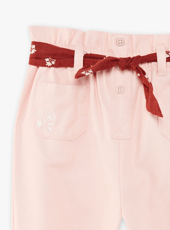 Child girl nude pants with floral print belt CAPATETTE / 22E2PF71PAND319