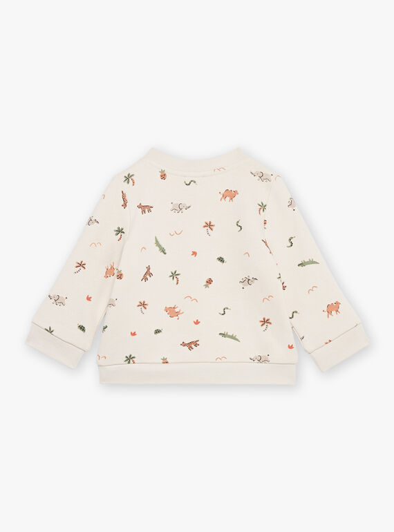 Beige fleece sweater with animal print FATAHAR / 23E1BGP1SWE007