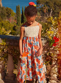 Ecru dress with blue and orange flower print KLOCROETTE / 24E2PFS1RBS001