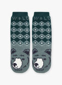 Bottle-green non-slip socks GLEPATAGE / 23H4PGQ1SOAG611