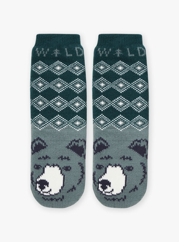 Bottle-green non-slip socks GLEPATAGE / 23H4PGQ1SOAG611