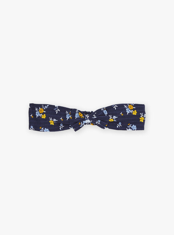 Navy blue bow headband with floral print GAELISA / 23H4BF91BAN070