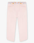 Child girl's blush pink piqué pants with belt CLUPOETTE / 22E2PF11PCOD300