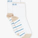 Ecru socks with blue and beige stripes