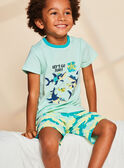 Turquoise pyjamas with shark print and pattern FLOREAGE / 23E5PG34PYJ203