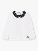 Long sleeve t-shirt ecru with claudine collar for girls BROTOZETTE2 / 21H2PFB4TML001