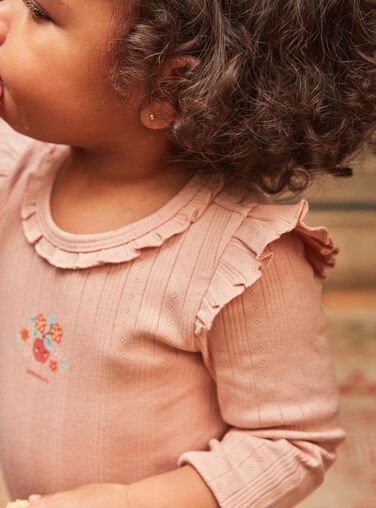 Pink bodysuit with long ribbed sleeves Pink bodysuit with long ribbed sleeves GAALIZEE / 23H1BF71BOD307