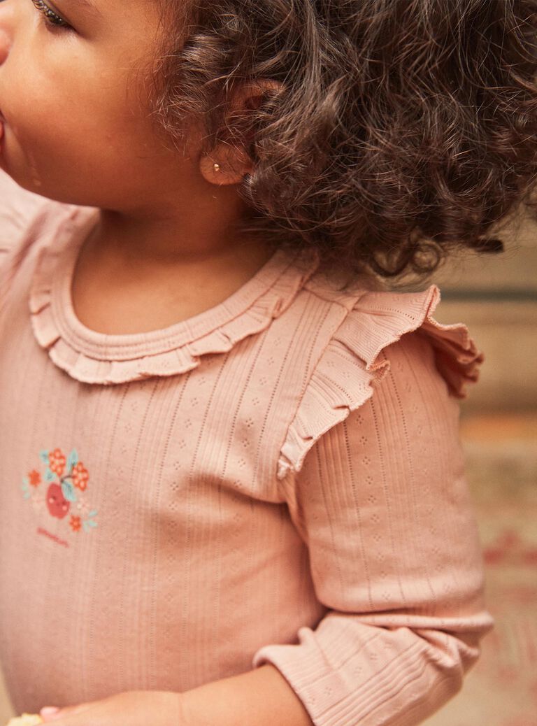 Pink bodysuit with long ribbed sleeves Pink bodysuit with long ribbed sleeves GAALIZEE / 23H1BF71BOD307