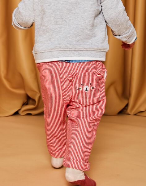 Red and ecru striped pants DAECTOR / 22H1BGE2PAN050