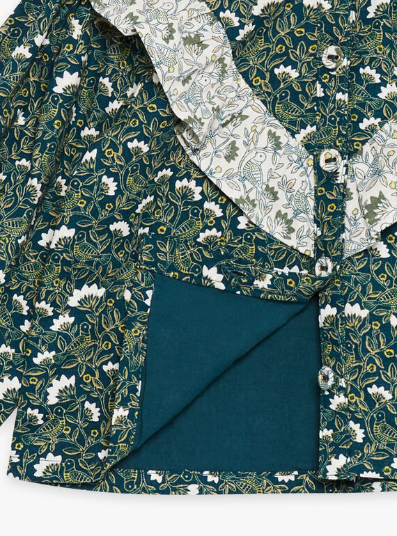 Emerald green blouse with floral print GACELIA / 23H1BF81CHE608