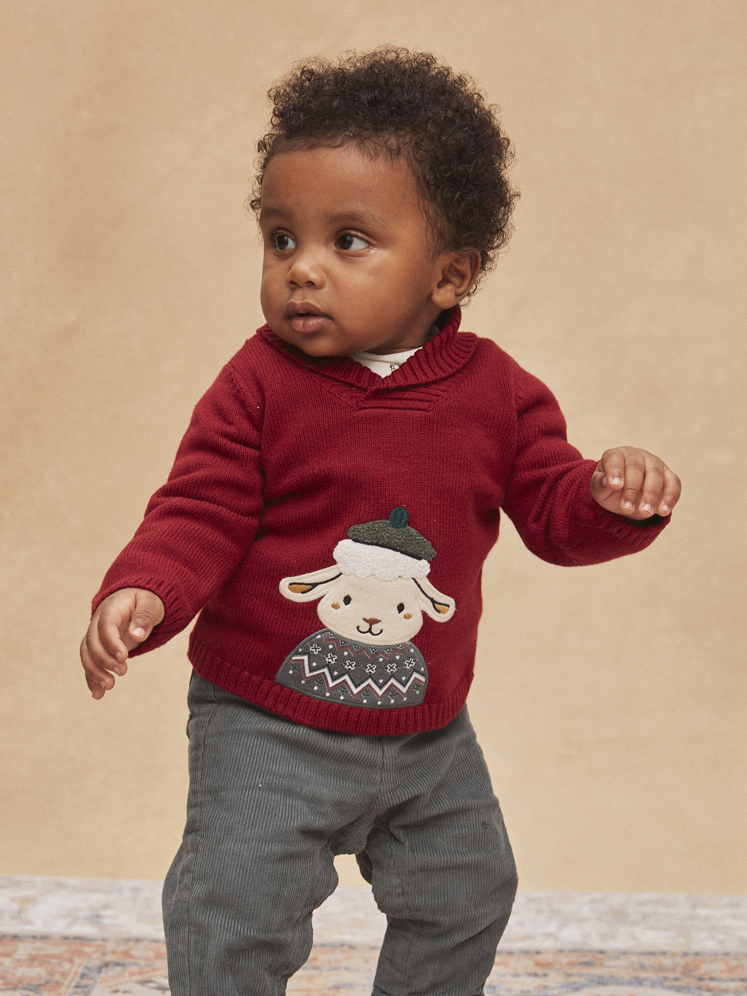 Shawl collar sweater baby boy top