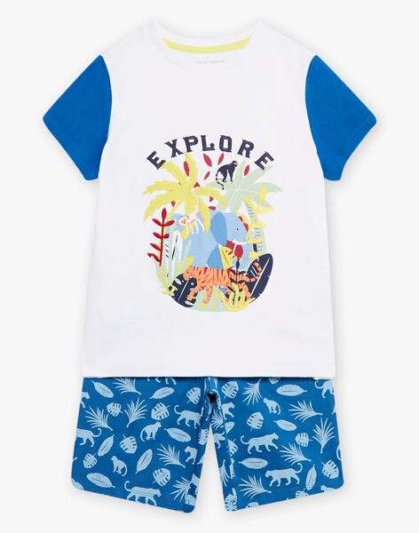 Child boy's ecru and blue jungle print pajamas CAJAGE / 22E5PG54PYJ001