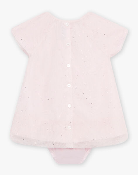 Pale pink satin and sequined tulle dress and baby girl bloomer CYCHLOE / 22E1BF22ROB301