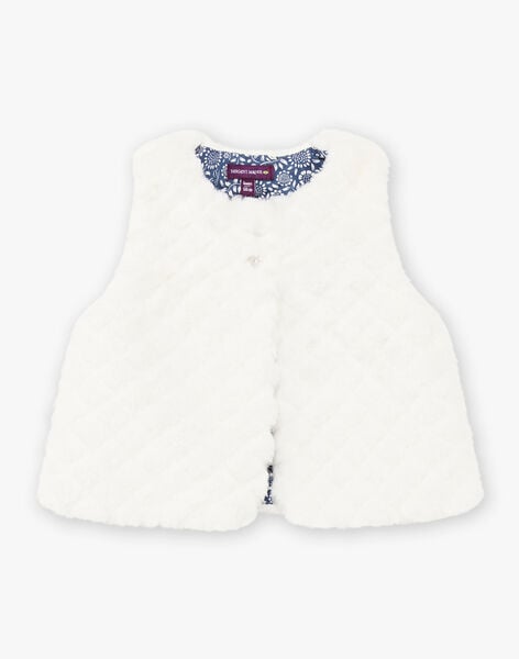 Baby girl's ecru faux fur sleeveless cardigan BAKARINE / 21H1BFL1CSM001