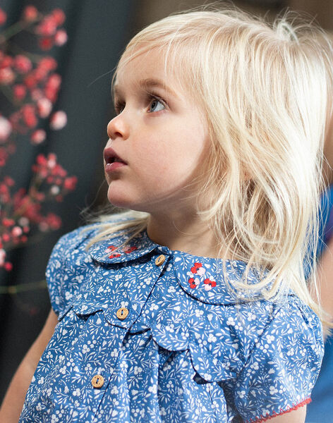 Baby girl blue floral print jumpsuit CAFLORA / 22E1BF81CBL208