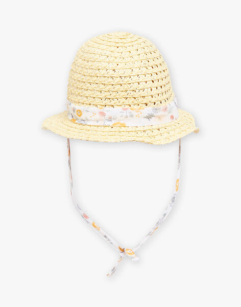 Baby girl straw hat with floral print veil CYANNA / 22E4BF11CHA104