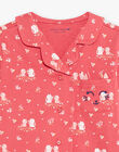 Child girl's fuchsia pink jersey pyjamas with kittens CHOUNETTE / 22E5PF44PYJD305