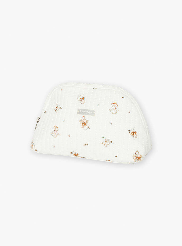Ecru poplin pouch with forest animal print LOADEN / 24H0AM11ACD001