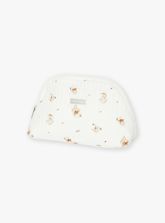 Ecru poplin pouch with forest animal print LOADEN / 24H0AM11ACD001