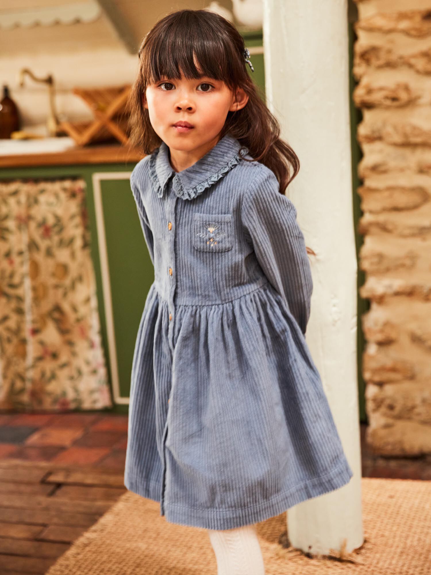 Frost blue velvet shirt dress