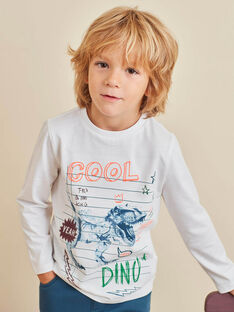 Boy's ecru dinosaur T-shirt BUTOILAGE / 21H3PGQ2TML001