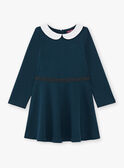 Long sleeve dress blue duck with claudine collar child girl BROCOLETTE3 / 21H2PFB1ROB714