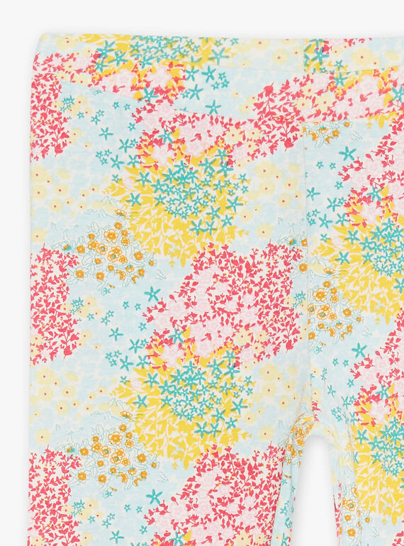 Child girl's ecru floral print legging CEFLOETTE 3 / 22E4PFU3CAL811