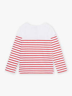 Child Girl Red Sailor T-Shirt with Fancy Patterns CITOYETTE / 22E2PF81TML001
