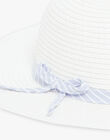 Light blue straw effect hat with silver lurex stripe child girl CLUSHETTE / 22E4PF11CHAH700