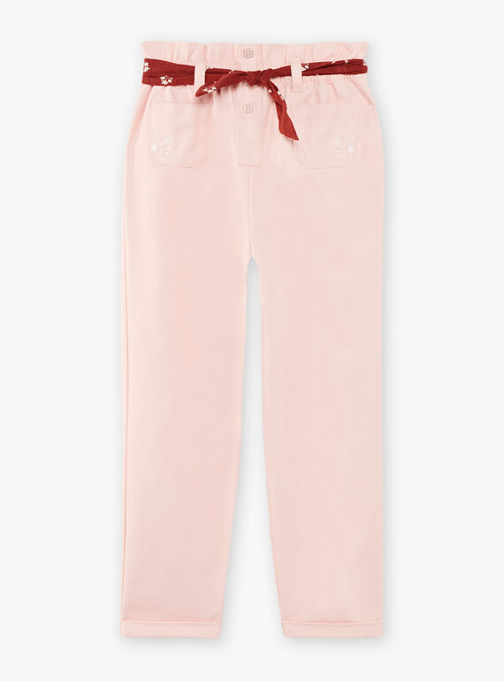 Child girl nude pants with floral print belt CAPATETTE / 22E2PF71PAND319