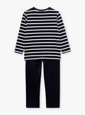 Pyjamas in navy blue velvet stripes FLOCAGE / 23E5PG92PYJ070