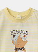 Ecru and orange striped jersey t-shirt with pastel marine animal motifs KAYVAN / 24E1BGS1TEEB116