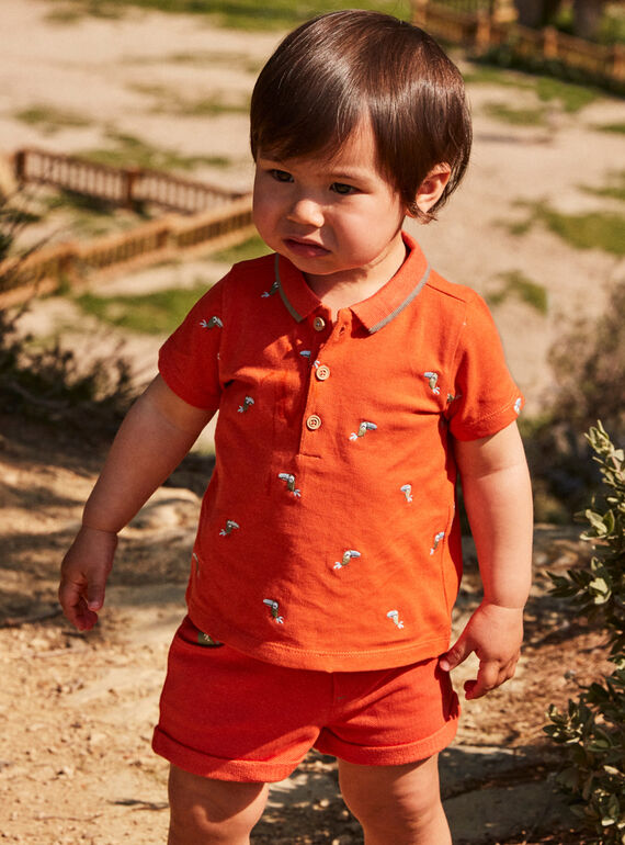 Baby boy orange polo shirt CAWEDOU / 22E1BGP1POLF527