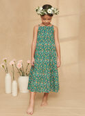 Empire green ruffled long dress with floral print KRUCHETTE 2 / 24E2PFK2RBSG627