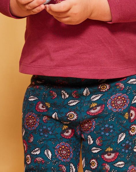 Duck blue leggings with floral print DAMEGANE / 22H4BFU1CAL714