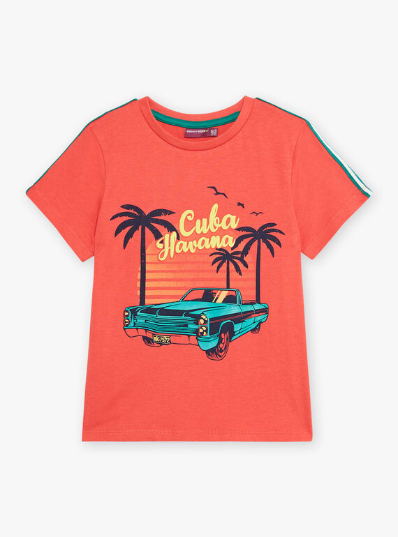 Red t-shirt with beach design child boy COACAGE / 22E3PGM1TMC506