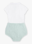 Mixed birth green bloomer and collar bodysuit in ecru COLOAN / 22E0CMI1ENS203