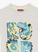 Child boy Ash Grey Fantasy Dinosaur T-Shirt CAXOLAGE / 22E3PGB1TMCJ904