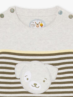 Baby boy knitted sweater with stripes and puppy motif CACOLIN / 22E1BGB1PUL001