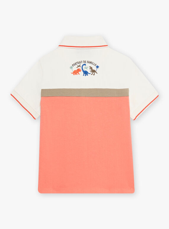 Off white and coral polo shirt child boy CUWIAGE / 22E3PGP1POL001