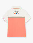 Off white and coral polo shirt child boy CUWIAGE / 22E3PGP1POL001